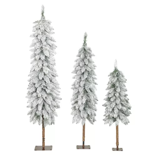 3 darabos havas műfenyő szett  90 / 120 / 150 cm, tűzálló, fém talppal, zöld-fehér