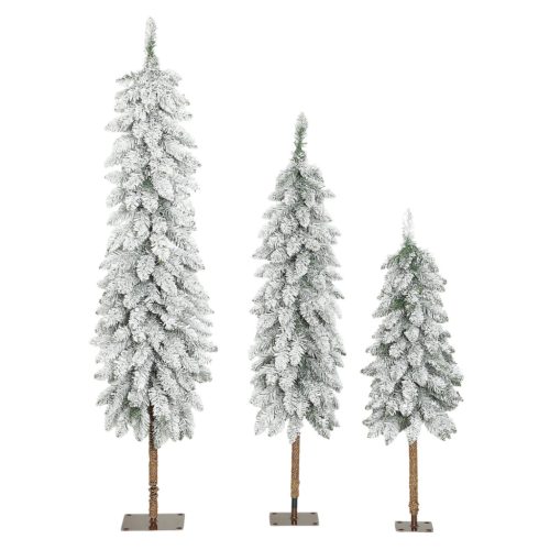 3 darabos havas műfenyő szett  90 / 120 / 150 cm fém talppal, zöld-fehér