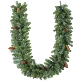   Karácsonyi műfenyő girland 180 cm hosszú, 162 ágas, 8 tobozzal díszített, zöld színű, hajlítható vázas dekoráció