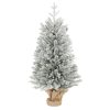 Mini műfenyő karácsonyfa 90 cm magas, 486 ágas, havas hatású, beton talppal és lenvászon borítással