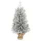 Mini műfenyő karácsonyfa 90 cm magas, 486 ágas, havas hatású, beton talppal és lenvászon borítással