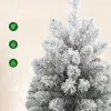 Mini műfenyő karácsonyfa 60 cm magas, havas hatású, 72 ággal, 6 tobozzal, beton talppal és lenvászon borítással