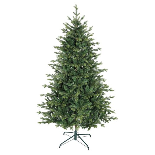 Műfenyő karácsonyfa 180 cm magas, 1660 ággal, élethű fenyőforma, tűzálló anyagból, fém talppal