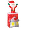 Felfújható Mikulás a kéményben mozgó karácsonyi dekoráció LED világítással, IP44 kültéri kivitel