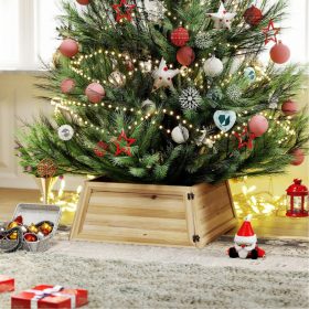   Karácsonyfa takaró 65x65 cm természetes fenyőfából, rusztikus stílusban karácsonyfa szoknya 