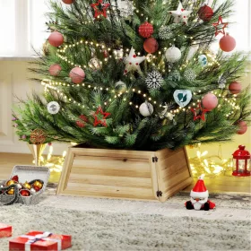   Karácsonyfa takaró 65x65 cm természetes fenyőfából, rusztikus stílusban karácsonyfa szoknya 