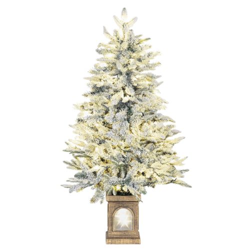 Műfenyő havas hatású ágakkal 120 cm, 100 LED-del, 8 világítási móddal