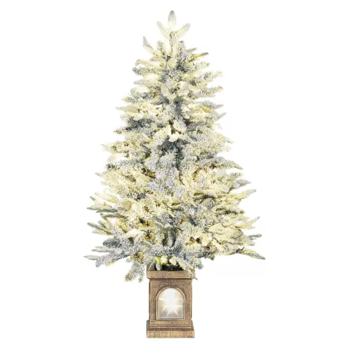 Műfenyő havas hatású ágakkal 120 cm, 100 LED-del, 8 világítási móddal