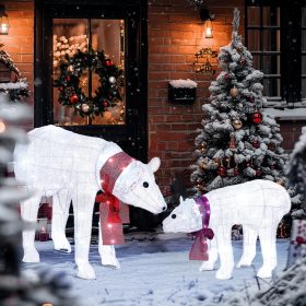   LED-es jegesmedve dekoráció 2 részes 140 hidegfehér LED-del, időzítővel, IP44 kültéri kivitel