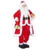 Éneklő és mozgó Mikulás figura 115 cm magas, arany haranggal és ajándékzsákkal, hangra aktiválódó, elemes működéssel