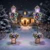 Világító karácsonyi lámpaoszlop 150 cm magas 50 színes LED-del, havas fenyőágakkal