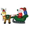 Felfújható Mikulás szánon két rénszarvassal 210 cm világító karácsonyi dekoráció LED-fénnyel