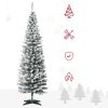 Műfenyő 180 cm magas, havas hatású karácsonyfa sűrű ágakkal, fém talppal, zöld-fehér színben