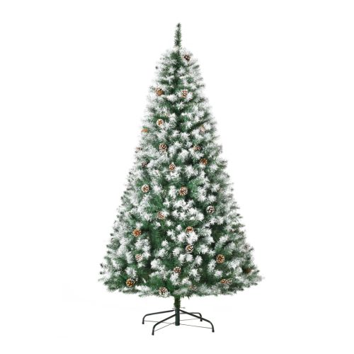 Műfenyő 180 cm havas hatású karácsonyfa 800 ág, 61 toboz