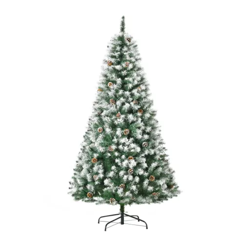 Műfenyő 180 cm havas hatású karácsonyfa 800 ág, 61 toboz tűzálló ágak