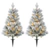 LED-es karácsonyfa szett 2 db 107 cm, havas ágakkal elemes működés