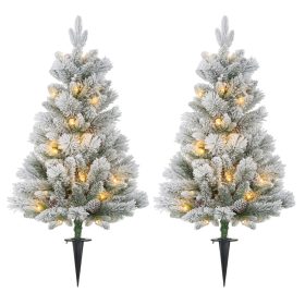   LED-es karácsonyfa szett 2 db 107 cm, havas ágakkal elemes működés