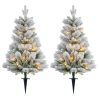 LED-es karácsonyfa szett 2 db 107 cm, havas ágakkal elemes működés