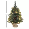 Műfenyő 60 cm LED-es mini havas hatású karácsonyfa, tobozokkal és vörös bogyókkal, stabil talppal