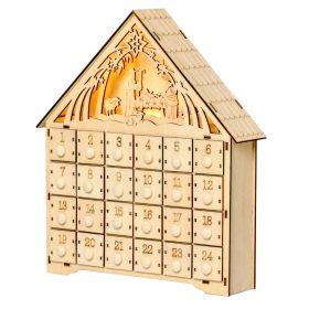   Fa adventi naptár LED-világítással 24 fiókos öröknaptár 26,6x6x30 cm