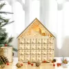 Fa adventi naptár LED-világítással 24 fiókos öröknaptár 26,6x6x30 cm