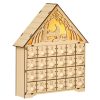 Fa adventi naptár LED-világítással 24 fiókos öröknaptár 26,6x6x30 cm