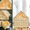 Fa adventi naptár LED-világítással 24 fiókos öröknaptár 26,6x6x30 cm