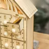 Fa adventi naptár LED-világítással 24 fiókos öröknaptár 26,6x6x30 cm