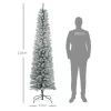 LED-es műfenyő 210 cm hóval borított ágakkal, melegfehér fényekkel, fém talppal, tűzálló kivitelben