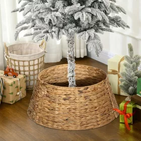   Karácsonyfa talptakaró Ø60x28 cm kézzel font karácsonyfa szoknya fém merevítéssel, rusztikus stílusban