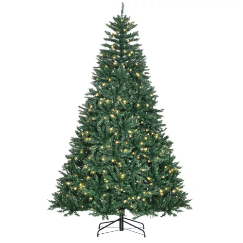 Műfenyő beépített LED-világítással 210 cm magas, 700 melegfehér LED, 2154 ág, tűzálló anyagból