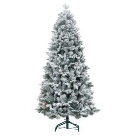   Műfenyő 183 cm havas hatású, tobozos karácsonyfa  élethű fém talppal