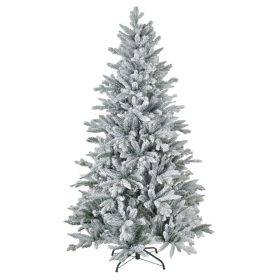   Műfenyő 180 cm havas hatású karácsonyi műfenyő fém talppal, formázható ágakkal, zöld