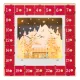 LED-es fa adventi naptár karácsonyi falukép 34x7x34 cm 24 nagy fiókkal, piros