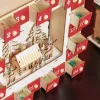 LED-es fa adventi naptár karácsonyi falukép 34x7x34 cm 24 nagy fiókkal, piros