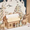 LED-es fa adventi naptár karácsonyi falukép 34x7x34 cm 24 nagy fiókkal, piros