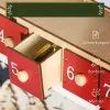 LED-es fa adventi naptár karácsonyi falukép 34x7x34 cm 24 nagy fiókkal, piros