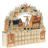 LED-es adventi naptár karácsonyi falu 24 fiókkal 18 LED 45 × 9 × 42,5 cm