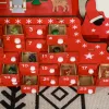 Fa adventi naptár 22,5x8x36 cm Mikulás szánon, 24 rekeszes karácsonyi öröknaptár piros