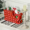 Fa adventi naptár 22,5x8x36 cm Mikulás szánon, 24 rekeszes karácsonyi öröknaptár piros