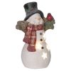 LED-es karácsonyi hóember madárral elemes, melegfehér fényű, 25×15,5×38 cm