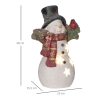 LED-es karácsonyi hóember madárral elemes, melegfehér fényű, 25×15,5×38 cm