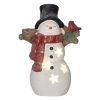 LED-es karácsonyi hóember madárral elemes, melegfehér fényű, 25×15,5×38 cm
