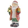 LED-es karácsonyi Mikulás dekoráció karácsonyfával és ajándékkal, elemes, 26,5×21×50 cm