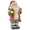 LED-es karácsonyi Mikulás dekoráció karácsonyfával és ajándékkal, elemes, 26,5×21×50 cm