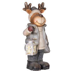   LED-es karácsonyi rénszarvas lámpással elemes, melegfehér fényű, 25,5×19,5×52 cm