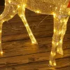 LED rénszarvas piros masnival 137 melegfehér LED, 135 cm magas, arany színű, kültéri karácsonyi dekoráció, IP44 védelemmel