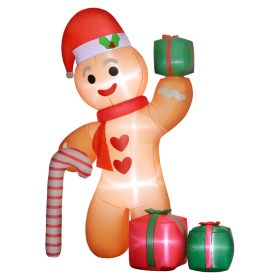   Felfújható LED-es mézeskalács figura cukorpálcával 2,45 m magas, kültéri, IP44, 6 LED