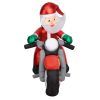 Felfújható Mikulás motorkerékpáron LED világítással, kültéri használatra, 180x95x170 cm