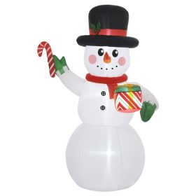   Felfújható hóember 180 cm LED világítással, ajándékkal és cukorpálcával, kültéri karácsonyi dekoráció